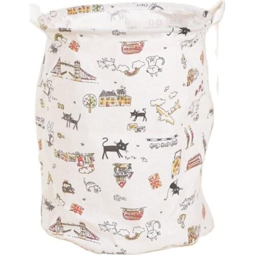 Foldable Printed Storage Basket Canvas Organizer For Dirty Clothes Large Bag Laundry Basket Bedroom Home Storage Case