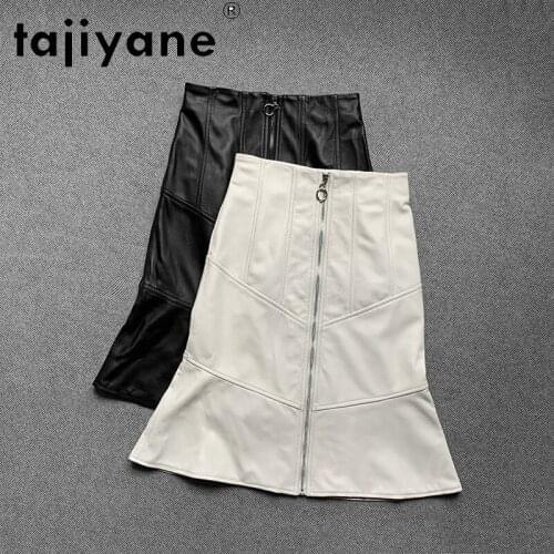 High White Waist Skirt Real Sheepskin Leather Skirt Korean Fashion Midi Skirts for Women 2021 Jupe Femme Pph4725