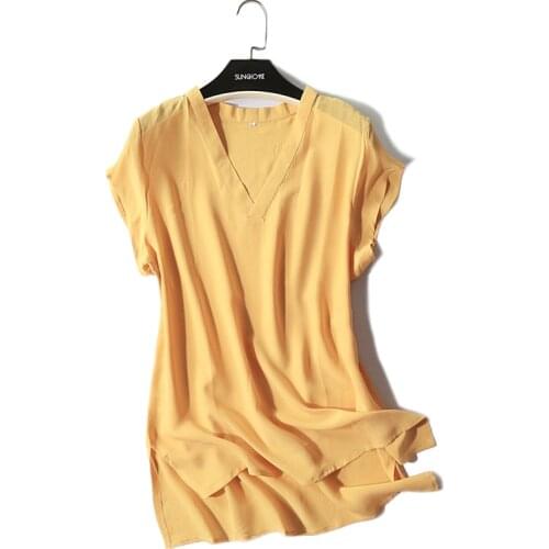 Women Summer Silk Blouse V neck Sleeveless office work wear casual elegant natural silk blouses Multi-color real silk shirt tops