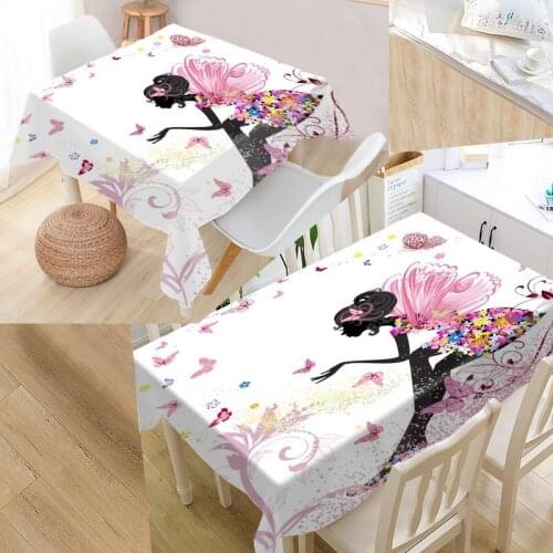 Woman Flowers Custom Table Cloth Oxford Fabric Rectangular Waterproof Oilproof Table Cover Family Party Tablecloth