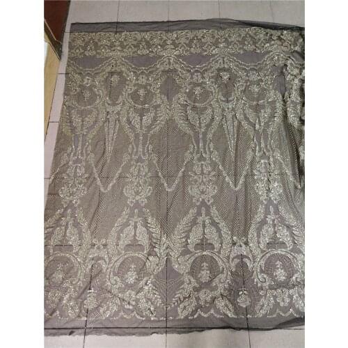 Gold glitter black mesh JRB-10276 Glued glitter sequins Tulle Lace Fabric Nigerian French Fabric for wedding dress