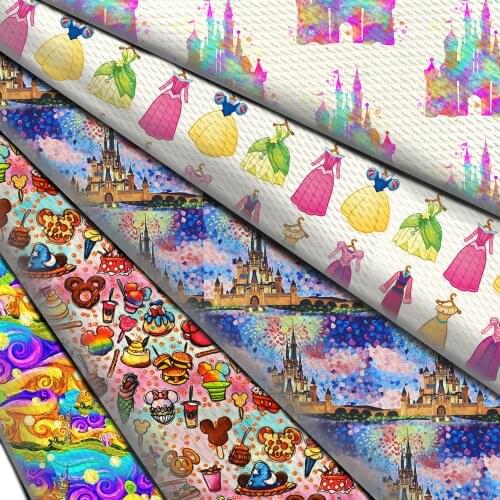 1/2yard Castle Cake Animal Firework Printed Bullet Textured Liverpool 4 Way Stretch Spandex Knit Fabric For Baby HeadWrap