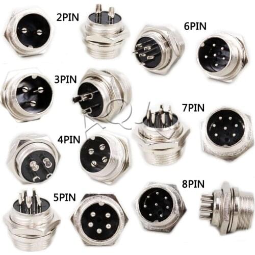 1pcs GX16-2pin/3p/4p/5p/6p/7p/8 Pin Male Diameter 16mm Wire Panel Connector GX16 Circular Connector Aviation Socket Plug