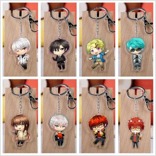 10 pcs/lot Anime Mystic Messenger Acrylic Keychain Toy Game Yoosung Jumin Zen Figure Bag Pendant Double sided Key Ring Gifts