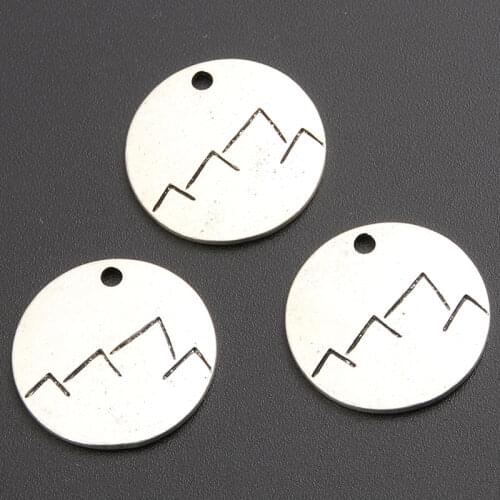 15pcs Zinc Alloy Geology&Geomorphology Mountains Round Charms Pendants For DIY Necklace/Bracelet Jewelry Making A903