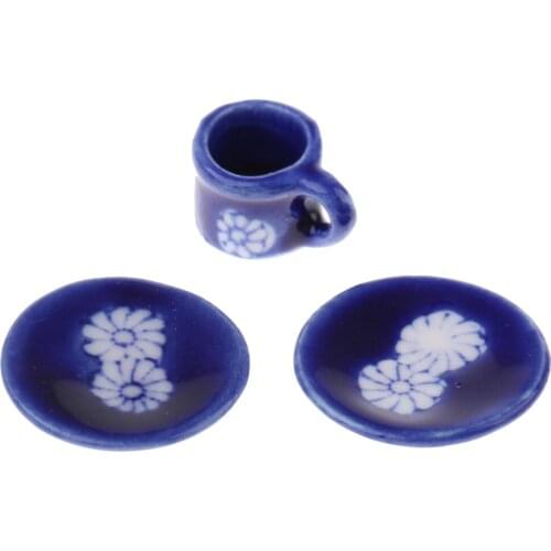 15pcs Miniature Dining Ware Chrysanthemum Tea Set 1:12 Dollhouse Accessory
