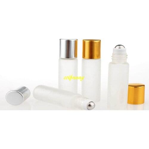 20pcs/lot 15*60mm Size 5ML Frosting Glass Roll On Essential Oil Empty Perfume Bottle Stainless Steel Roller Ball Refillable
