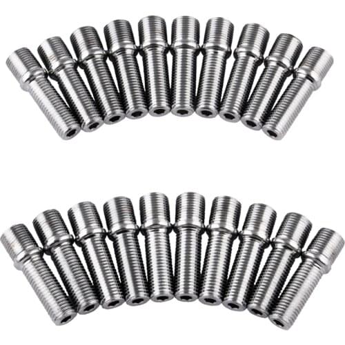 20PCS Extended Wheel Stud Conversion M14x1.5 to M12x1.5 50mm Screw Adapter