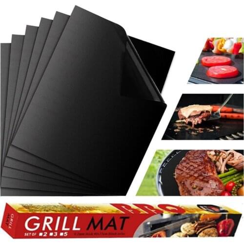 3pcs/5pcs/6pcs BBQ Grill Mat Copper Non-stick Barbecue Baking Liners Reusable Cooking Sheets PTFE Bakeware Sheet Easy Clean