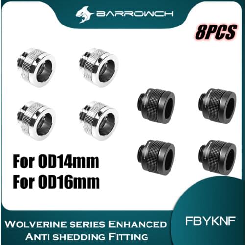 8PCS Barrow Hard Tube Fittings, Wolverine series Enhanced Anti shedding Fitting, For OD14/16mm Hard Tubes FBYKNF