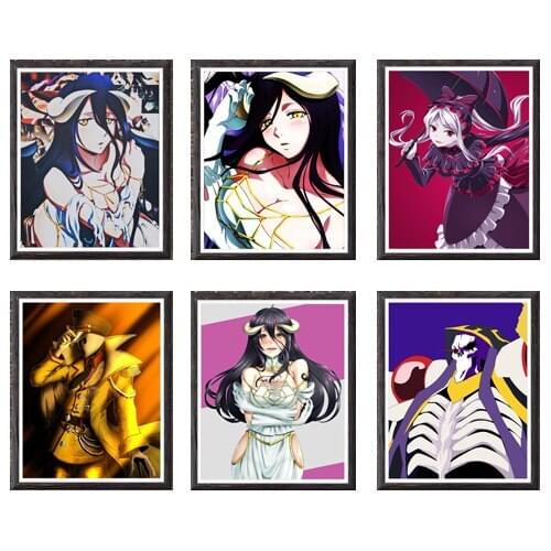 Ainz Albedo Overlord Colorful Digital Manga Anime Canvas Art Prints Poster,8 x 10 Inches,No Frame,Set of 6
