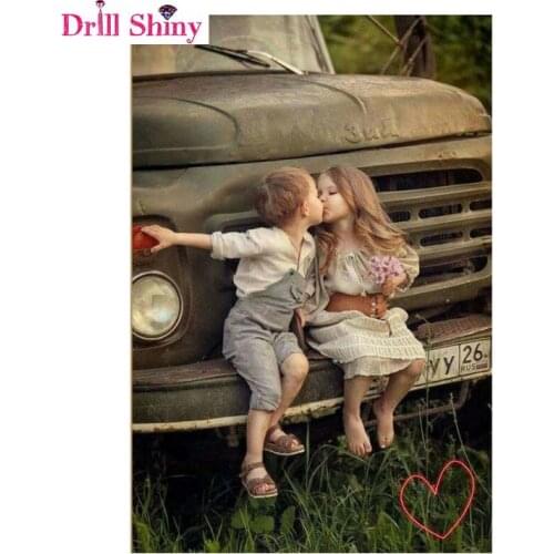 Diamond painting girl and boy full mosaic square diamond painting for home decoration mosaic painting