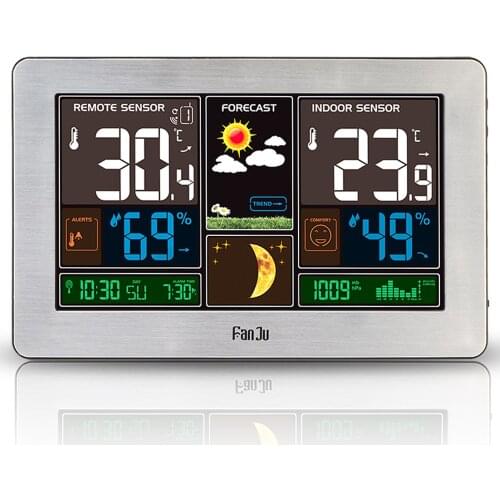 Wireless Weather Station 3-in-1Thermometer Hygrometer Barometer Monitor Humidity Meter Air Pressure Gauge 12/24-Hour Alarm Clock