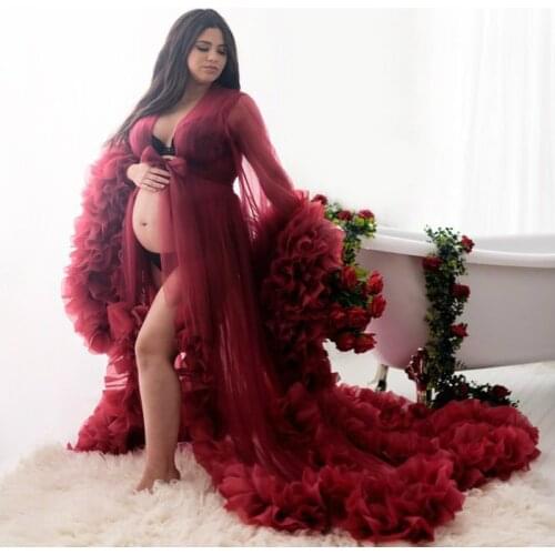 Burgundy Women Night Robe Bathrobe Wedding Bride Bridesmaid Robes Silk Satin Lace Sleepwear Pyjamas Long Lingeries Bridal Party
