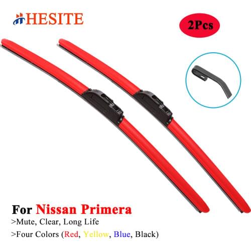 2Pcs Red Front Window Wiper Blades For Nissan Primera P10 P11 P12 Break Estate Hatchback Kombi Familiar Romchera 2000 2001 2002