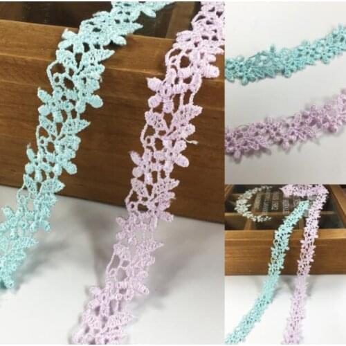 4 Meters Blue Purple Flower Lace Ribbon 2CM Water Soluble Lace Trims Fabric DIY Apparel Sewing Decoration