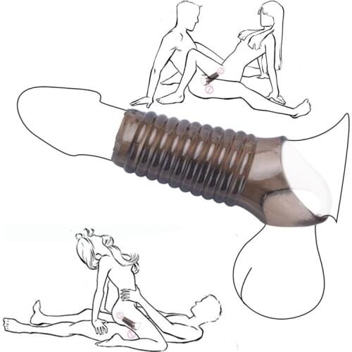 Penis Sleeve Reusable Silicone Cock Ring Enlargement Delayed Ejaculation Clitoris Stimulator No Vibrators Adult Sex Toys For Men