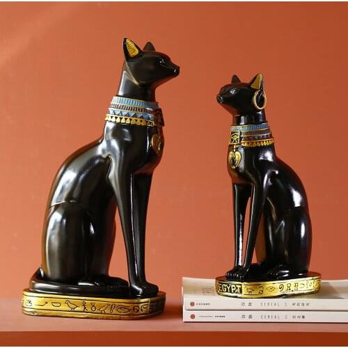Egyptian Cat God Resin Statue Crafts Ornament Home Decoration for House Animal Sculpture Lucky Gifts Cat Statue