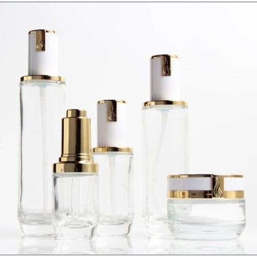 Dropper Bottle Travel Press Pump Bottle Essential Lotion Bottles Cream Cosmetic Container Glass Clear Empty Cosmetic Containers