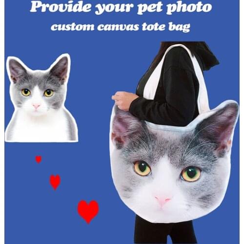 Photo Customization DIY Zero Purse Creative Birthday Gift dogs/cats Pet Personal Custom Canvas Tote bag
