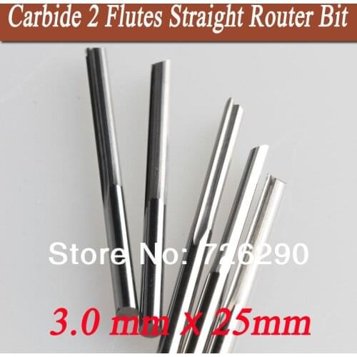 5pcs 3.175*3.0*25mm 2 Straight Flute Milling Cutter Tools CNC Router Tool For Wood Solid Carbide No Burr