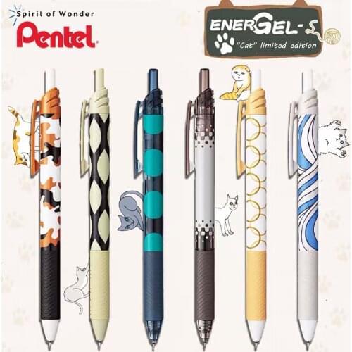 1Pcs Japanese PENTEL BLN125 Limited Cartoon Pattern Quick-drying Press Gel Pen Student Exam Black Pen 0.5mm