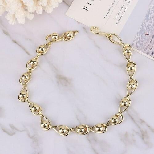 GSOLD New Fashion Geometric Metal Ball Short Thick Chain Clavicle Necklace Exaggerated Temperament Women Party Jewelry Gifts