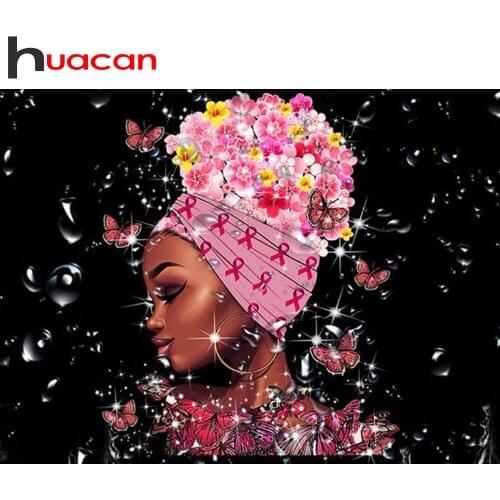 Huacan Diamond Mosaic Embroidery African Woman 5d Diamond Painting Full Square Rhinestones Portrait Home Decor