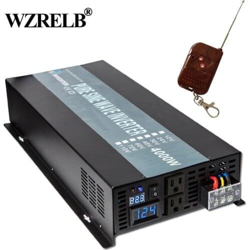 4000W Pure Sine Wave Inverter 24V to 220V Solar Power Inverter Coverter Voltage Regulator 12V/48V DC to 120V/230V/240V AC Remote