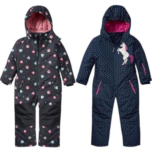 Childrens one-piece ski suits, outdoor jackets, one-piece cotton-padded clothes, waterproof, windproof, thickened and warm