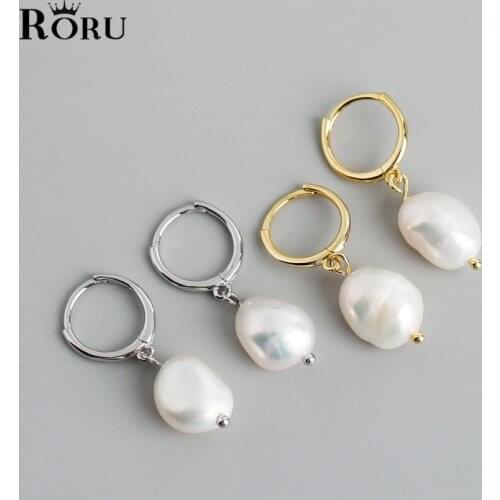 Korean Real 925 Sterling Silver Baroque Irregular Pearl Pendant Drop Earrings for Women French Fashion Trendy Party Jewelry Gift