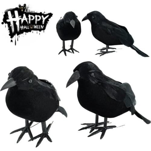Creative Halloween Black Crow Model Simulation For Party Home Decoration Horror Props Fake Bird Animal Scary Toys