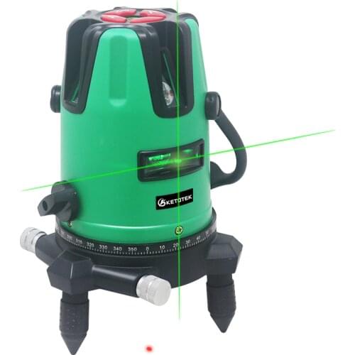 KETOTEK Laser Level 5 Lines 360 Degrees Rotary 532nm Self Leveling Vertical & Horizontal Cross Line Laser Level Tools