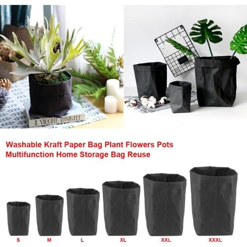 Washable Kraft Paper Bag Multifunction Shimmering Reuse Storage Bag Pots For Plant Flowers Home Decor