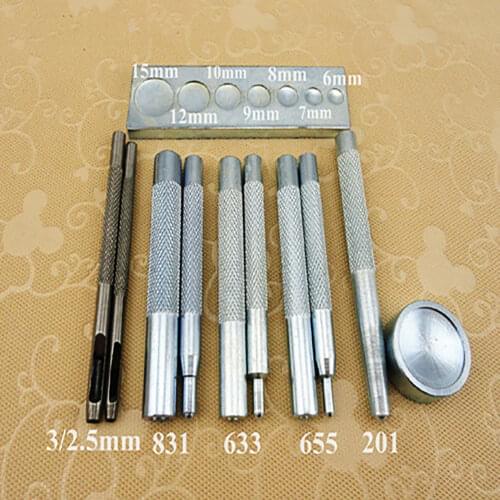 11pcs Die Punch Hole Snap Rivet Button Setter Base Kit For DIY Leather Tool