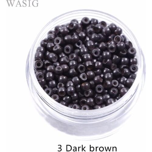 1000pcs 3.0*1.5*1.5mm silicone nano rings for nano tip hair extensions tools 3# dark brown