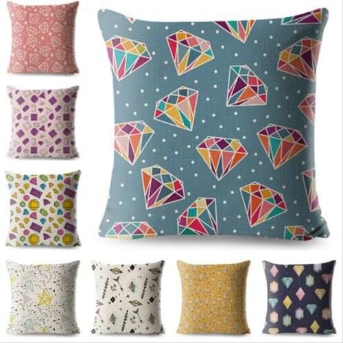 Diamond Painting Cushions Cover for Sofa Home Pillowcase Decorative Printed Throw Yellow Geometric Pillow Case 45*45 cm