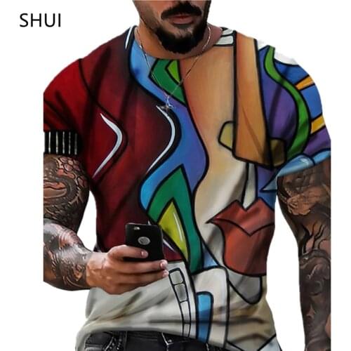 New Mens Summer 3D Printing Fashion Casual T-shirt Hip-hop Style Plus Size T-shirt Cross Style Short-sleeved Clothing XXS-6XL
