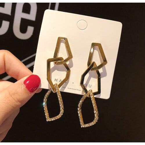 2021 New Korean Fashion Temperament Asymmetric Geometry Drop Earrings For Women Girls Party Gift Jewelry