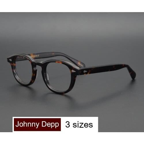 Johnny Depp Eyeglasses Round Transparent Lens Men Women Computer Goggles Brand Acetate Vintage Style Optical Glasses Frame