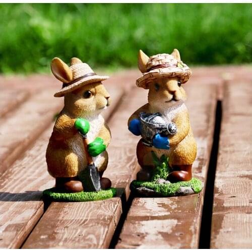 Pastoral Simulation Animal Resin Rabbit Cute Sculpture Ornaments Outdoor Garden Lawn Figurines Crafts Courtyard Villa Decoration