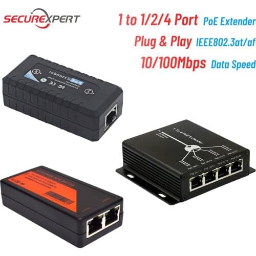 POE Extender1/2/4 Port IEEE802.3af port transmission extender max extend 120m transmission poe extender transmission for ip cam