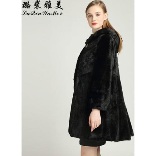 Luxury Imported Mink Coat with A Hood Customized Real Fur Coat Mink Fur Jackets Outwear Russian Winter Warm Mink Coats Women