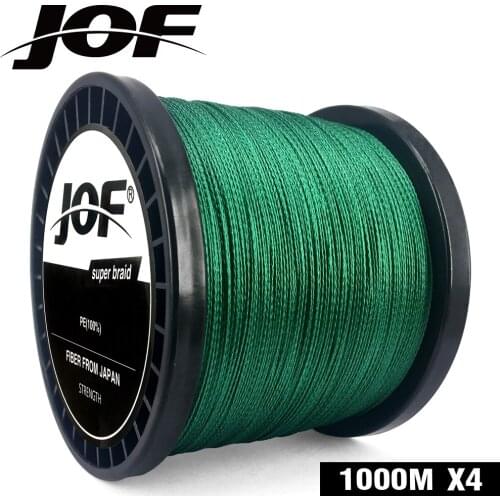 JOF Fishing Line Green PE 100M 300M 500M 1000M 4 Strands Pesca Weaves Braided Carp Fishing Line 10LB-300LB 2019 NEW