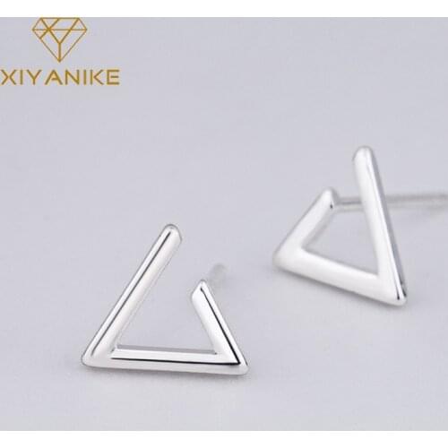 XIYANIKE 925 Sterling Silver Korean Style Triangle Prevent Allergy Stud Earrings For Women Small Simple Geometric Ear Jewelry