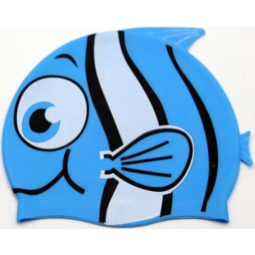 New Children Ear Protect Boys Girls Swimming Cap Silicone Waterproof Kids Piscina Swim Pool Caps Elastic Fish Cartoon Diving Hat