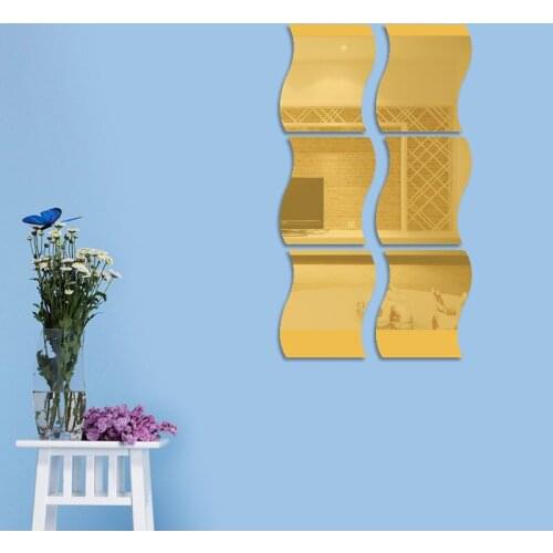Six pack wave combination mirror three dimensional wall sticker childrens room wall sticker