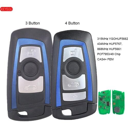KEYECU Smart Remote key 3B /4 Button 315MHz YGOHUF5662, 433MHz YGOHUF5767, 868MHz YGOHUF5661 PCF7953 for BMW F Series CAS4+/ FEM
