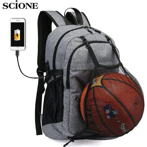 USB Basketball Backpack Gym Fitness Bag Sporttas Net Ball Bags for Men Sports Sac De Sport Tas Mens School Boys Gym Bag XA414WA