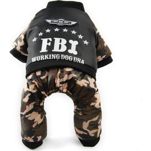 High Quality Pet Dog Clothes Winter Warm FBI Stars Thicken Cotton Puppy Dogs Coat Jackets For Chihuahua Dogs Clothing Jumpsuit